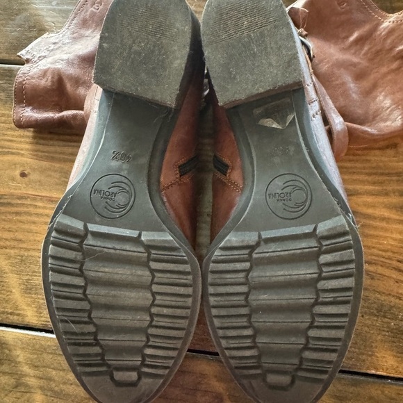 Donna Carolina Italian LEATHER booties. Size 40.5 EU. 9 US Brown COWBOY STYLE - Picture 9 of 11